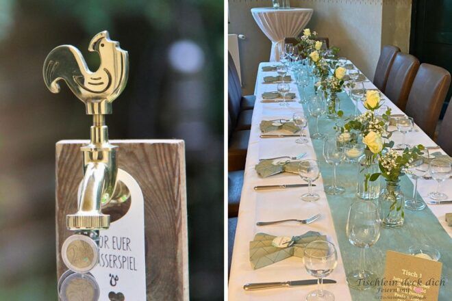 Geldgeschenk und Tischdeko für Hochzeit mit Eukalyptus